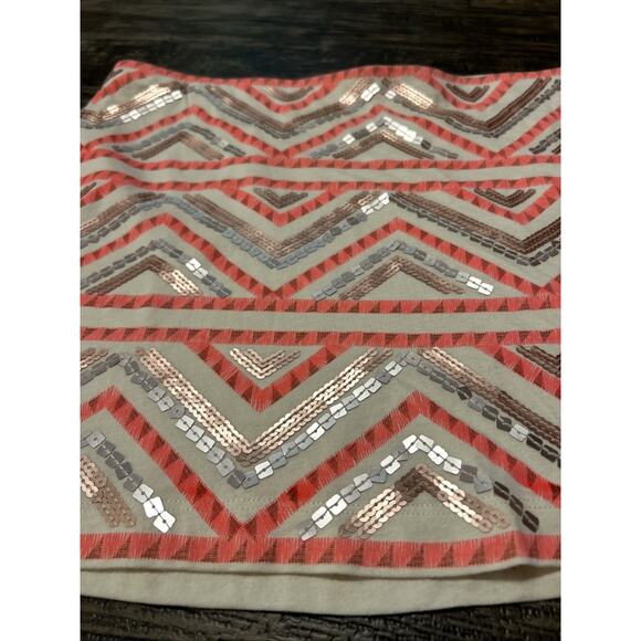 Express Sequin Stretchy Mini Skirt Large L Pink Metallic - Picture 2 of 5